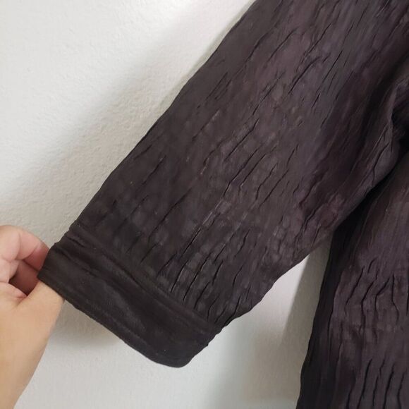 Ruby Rd Woman Textured Jacket 24W Brown Boho Artsy Lightweight - Picture 5 of 9